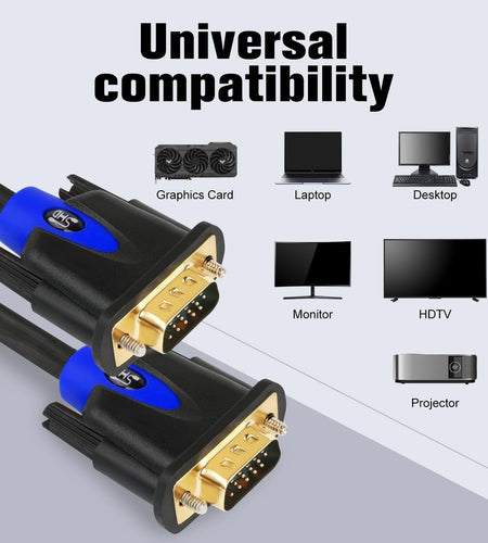 VGA Cable, VGA to VGA HD15 Monitor Cable for PC Laptop TV Projector-3Feet